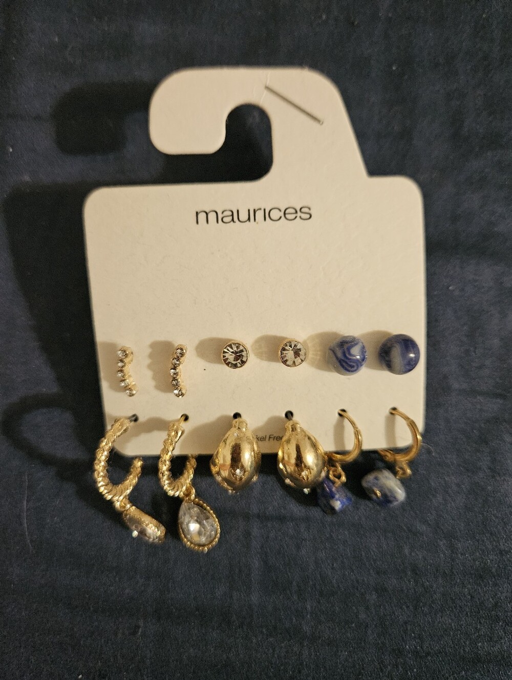 Maurices Gold and Blue Mixed Earring Set - 9 Pair Assortment